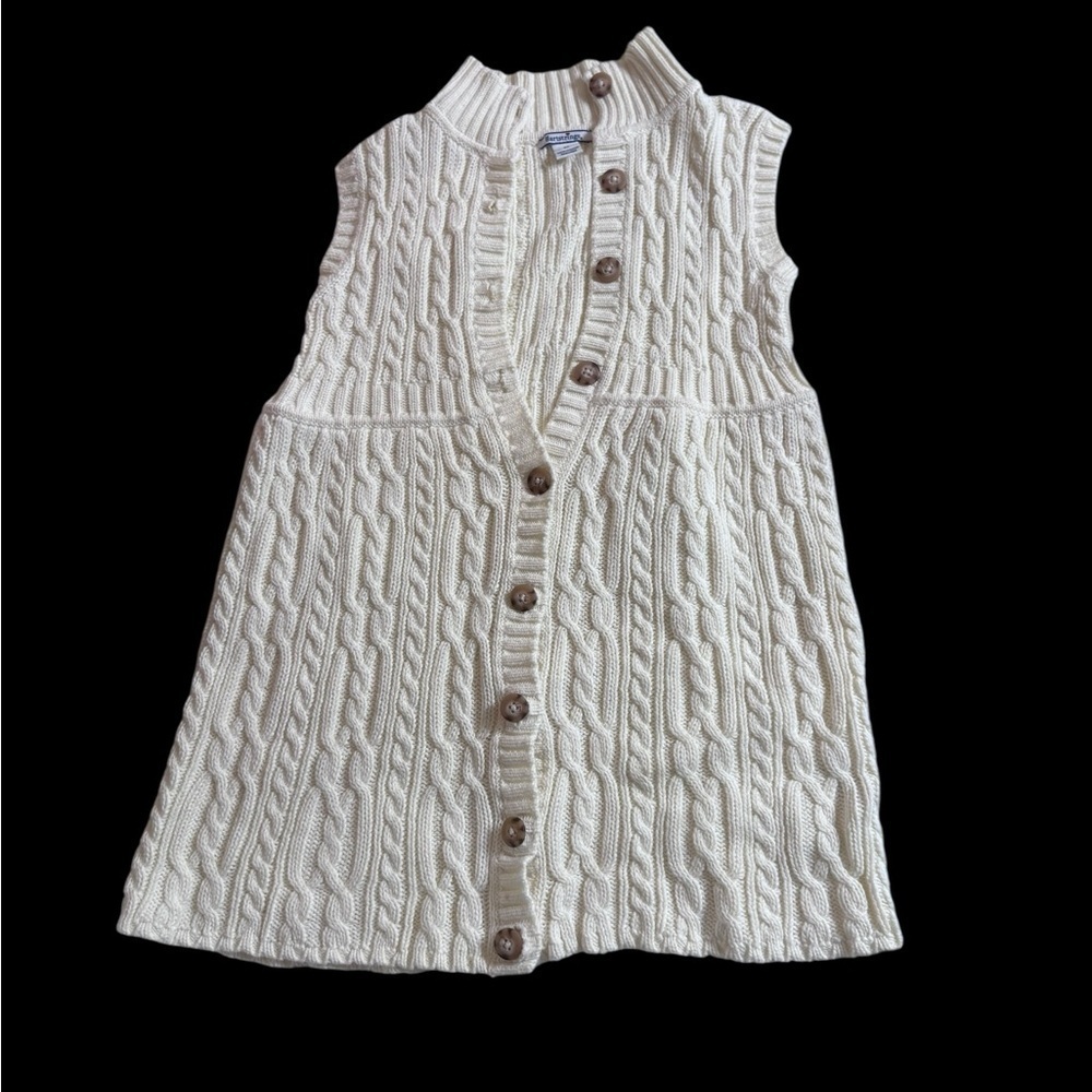 Heartstrings 6x cream button down cable knit sweater dress k3